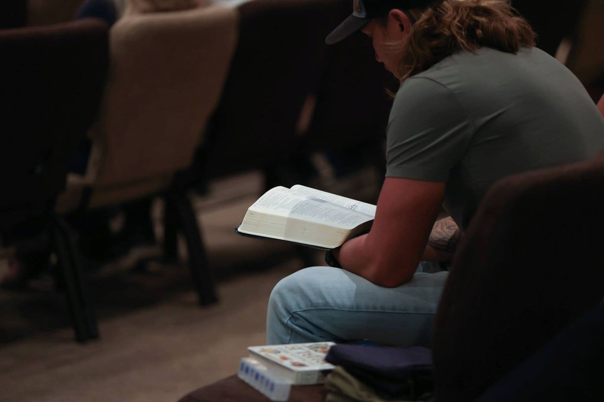 Prayer during a Sunday gathering
